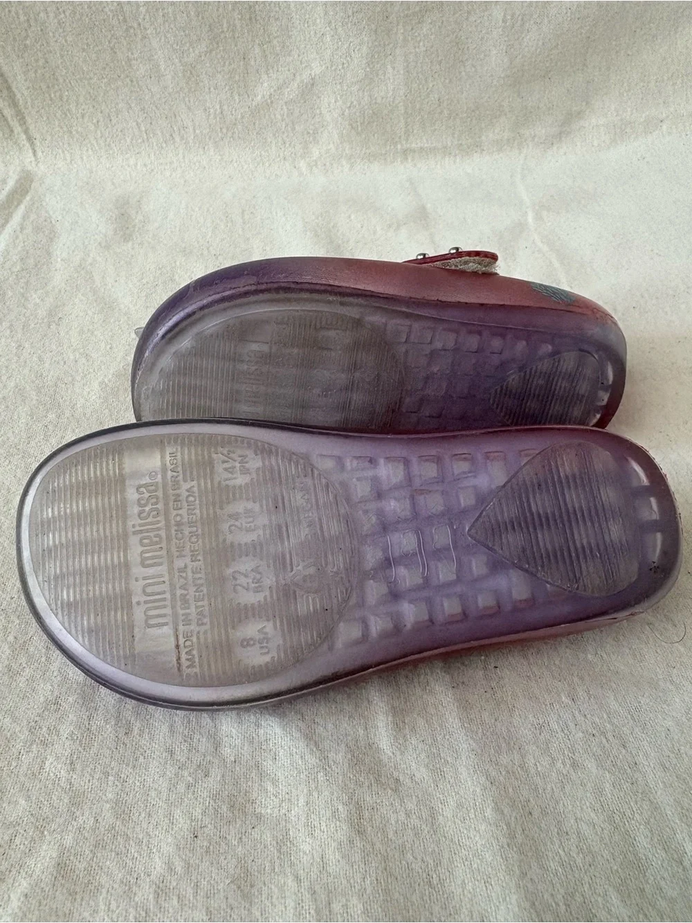 Mini Melissa Disney TODDLER Girls Purple-Pink Jelly Mary Janes Starfish SMALL 8